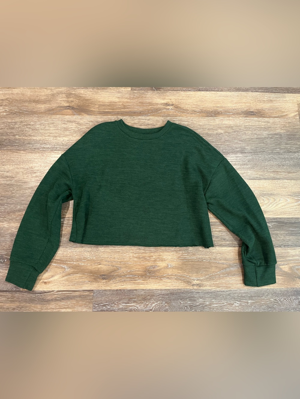 SHEIN Dark Green Cropped Crewneck Sweatshirt